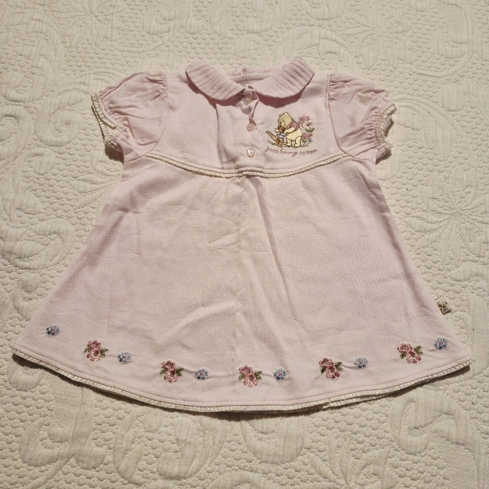 Walt Disney Collection girls 3 months 0-12lbs pink embroidered dress EUC Y2K